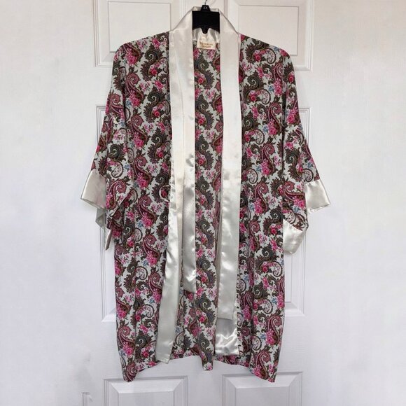 Vintage Victoria's Secret Gold Label Short Kimono Style Robe Womens OS Pink - Picture 1 of 9